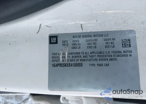 2014 Buick Verano Convenience Group из США, поврежденный, VIN 1G4PR5SKXE4108055